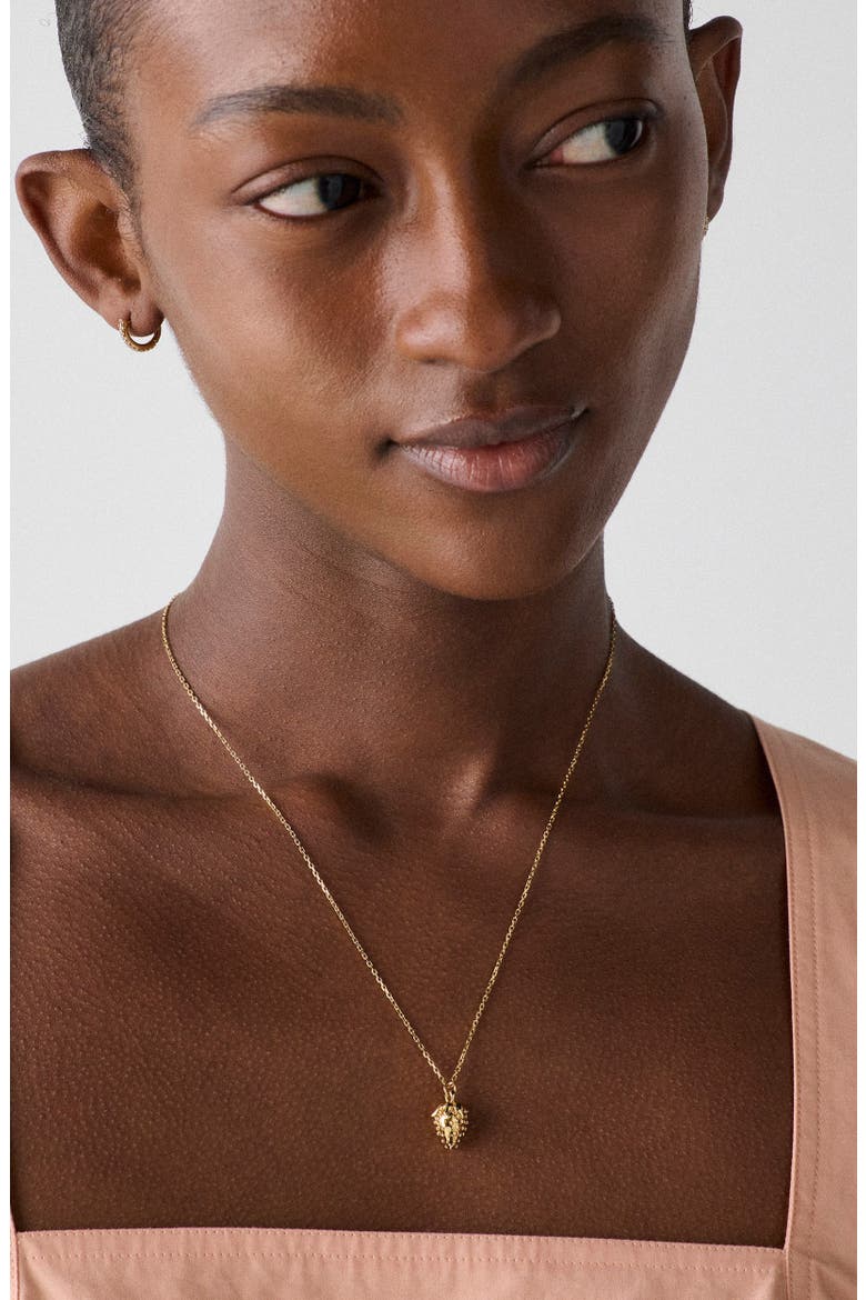secret garden strawberry pendant necklace, Alternate, color, GOLD