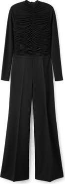 MANGO Ruched Long Sleeve Jumpsuit