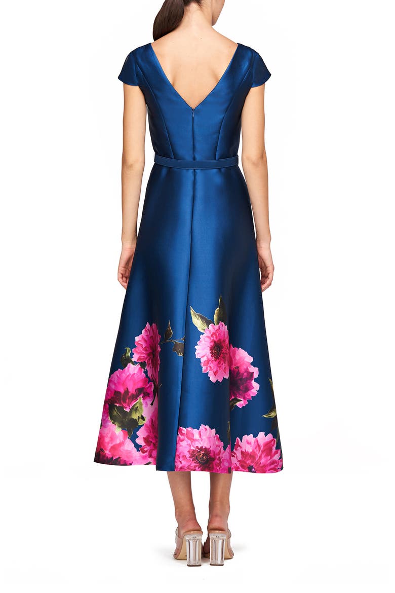 Ina Belted Cocktail Dress, Alternate, color, DARK INK/ FRENCH ROSE