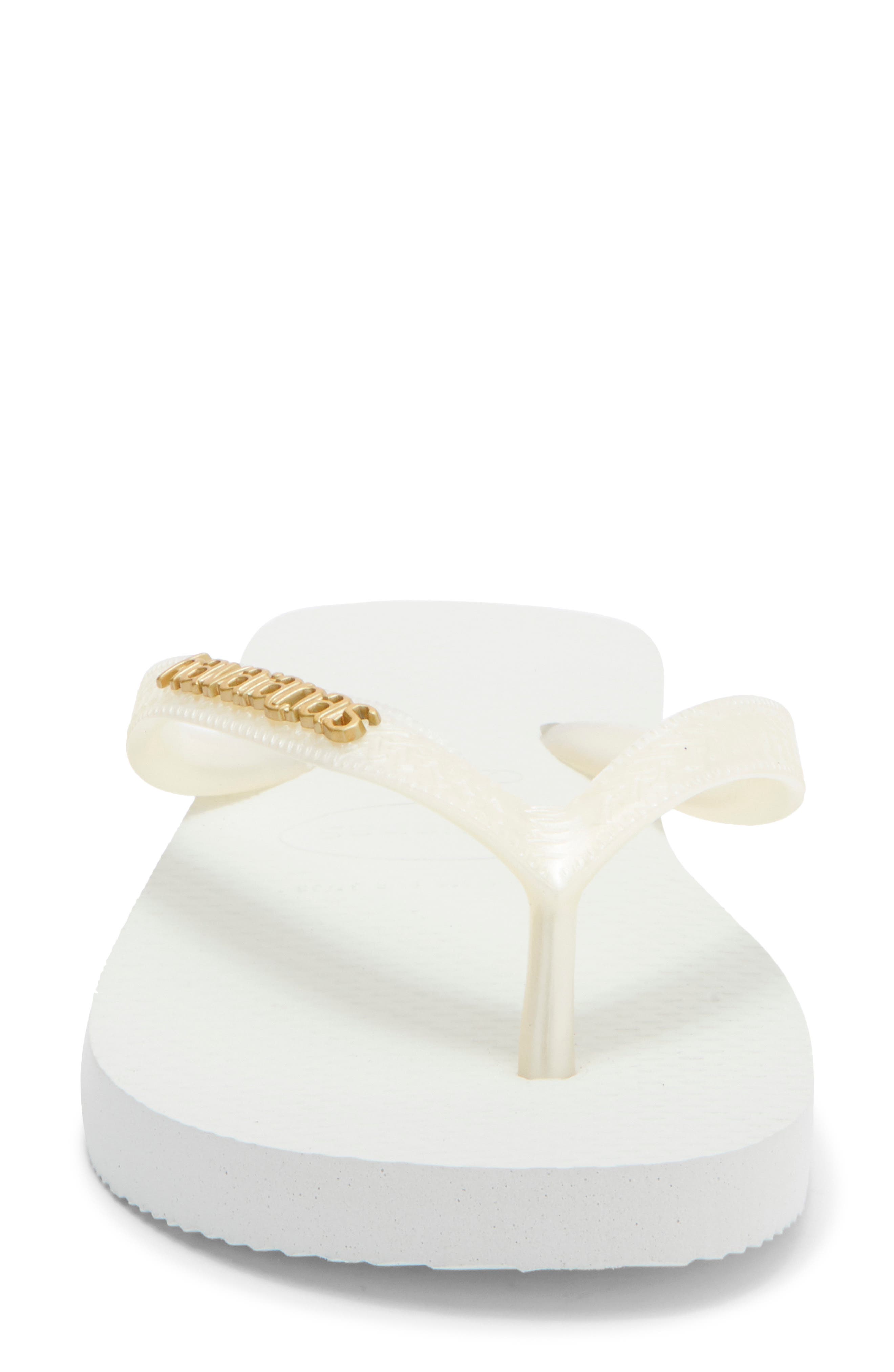 Havaianas Metallic Logo Flip Flop, Alternate, color, White