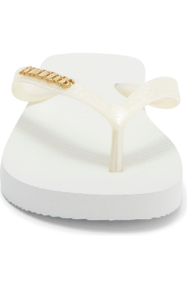 Havaianas Metallic Logo Flip Flop, Alternate, color, White