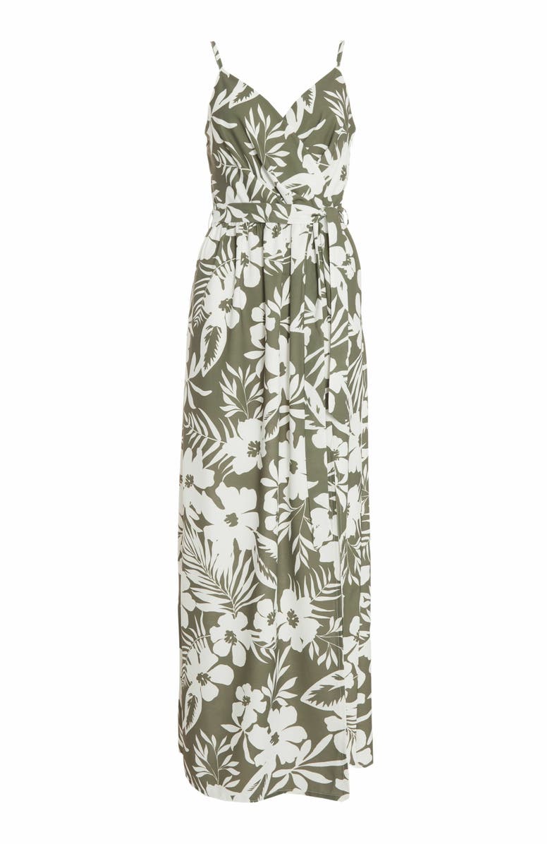 QUIZ Crepe Tropical Wrap Maxi Dress, Alternate, color, 