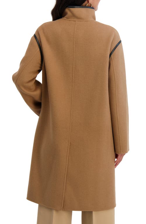 Tahari Sydney Wool Blend Longline Coat In Brown