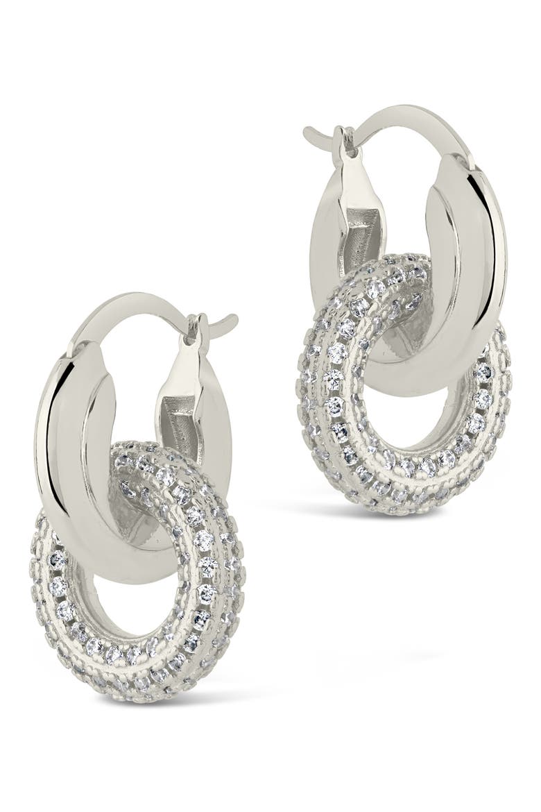 Hunter CZ Interlocking Circle Drop Earrings, Main, color, SILVER