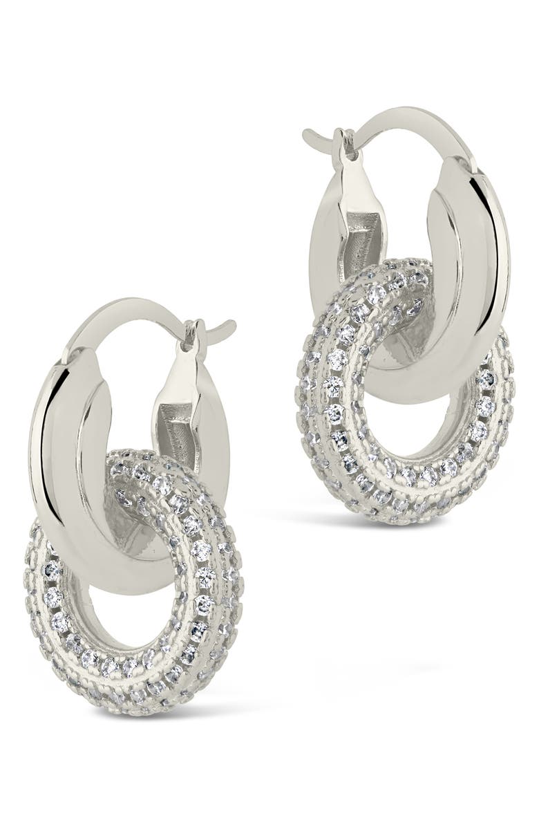 Sterling Forever Hunter CZ Interlocking Circle Drop Earrings, Main, color, Silver
