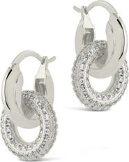 Sterling Forever Hunter CZ Interlocking Circle Drop Earrings