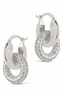 Sterling Forever Hunter CZ Interlocking Circle Drop Earrings