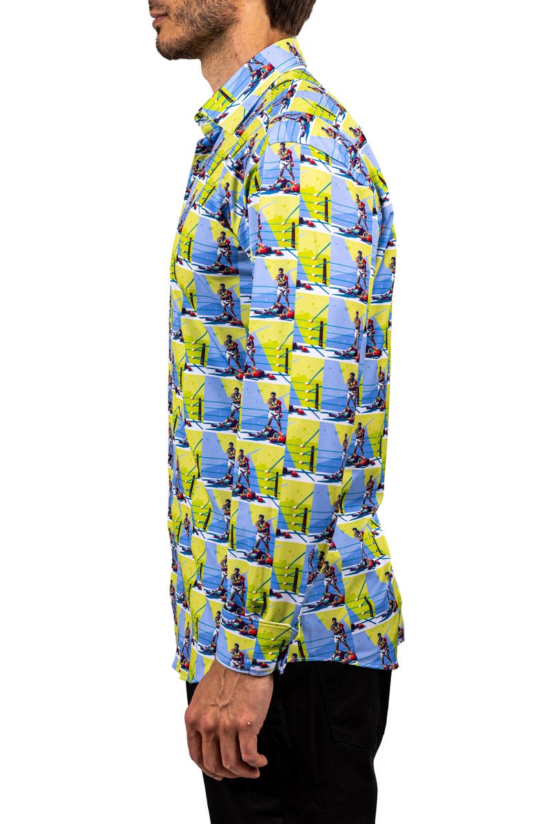 Maceoo Fibonacci Stretch Ascension 3312 Contemporary Fit Button-Up Shirt, Alternate, color, Blue Multi