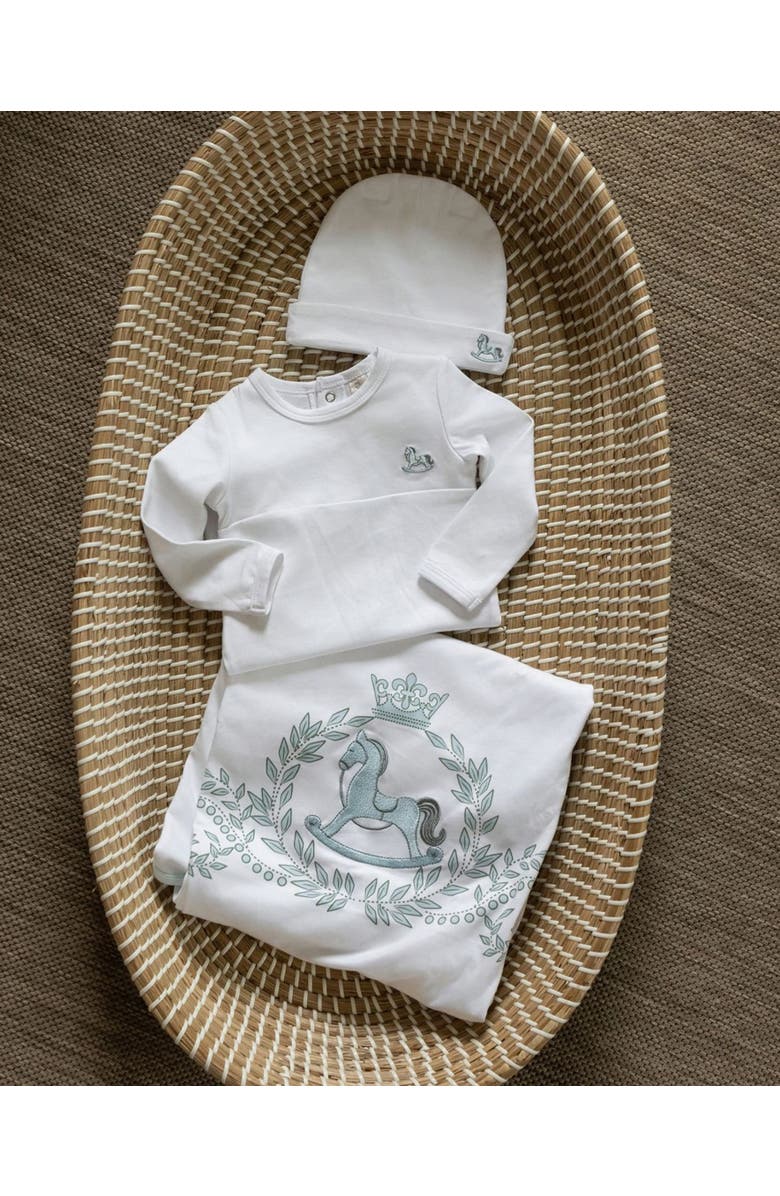 MiniMoi 3 Piece Baby Pima Cotton Footie Set, Alternate, color, Pearl Blue