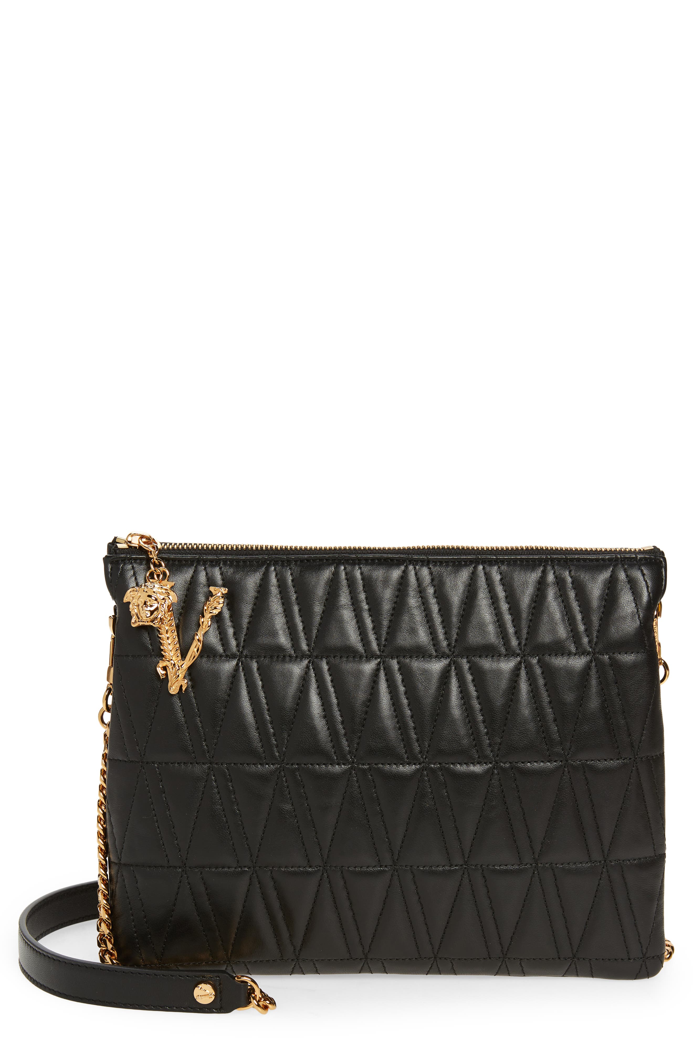 Versace Greca Monogram Medium Leather Tote, Main, color, 