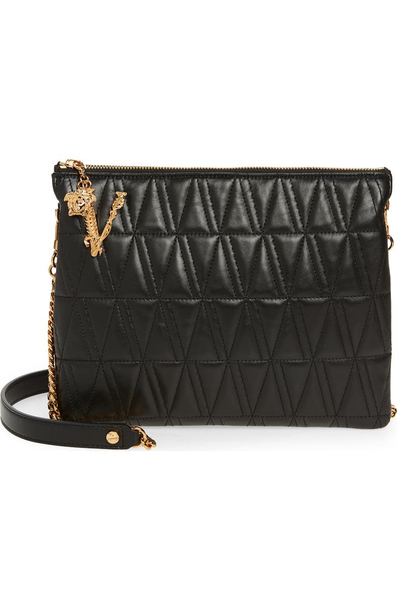 Versace Greca Monogram Medium Leather Tote, Main, color,