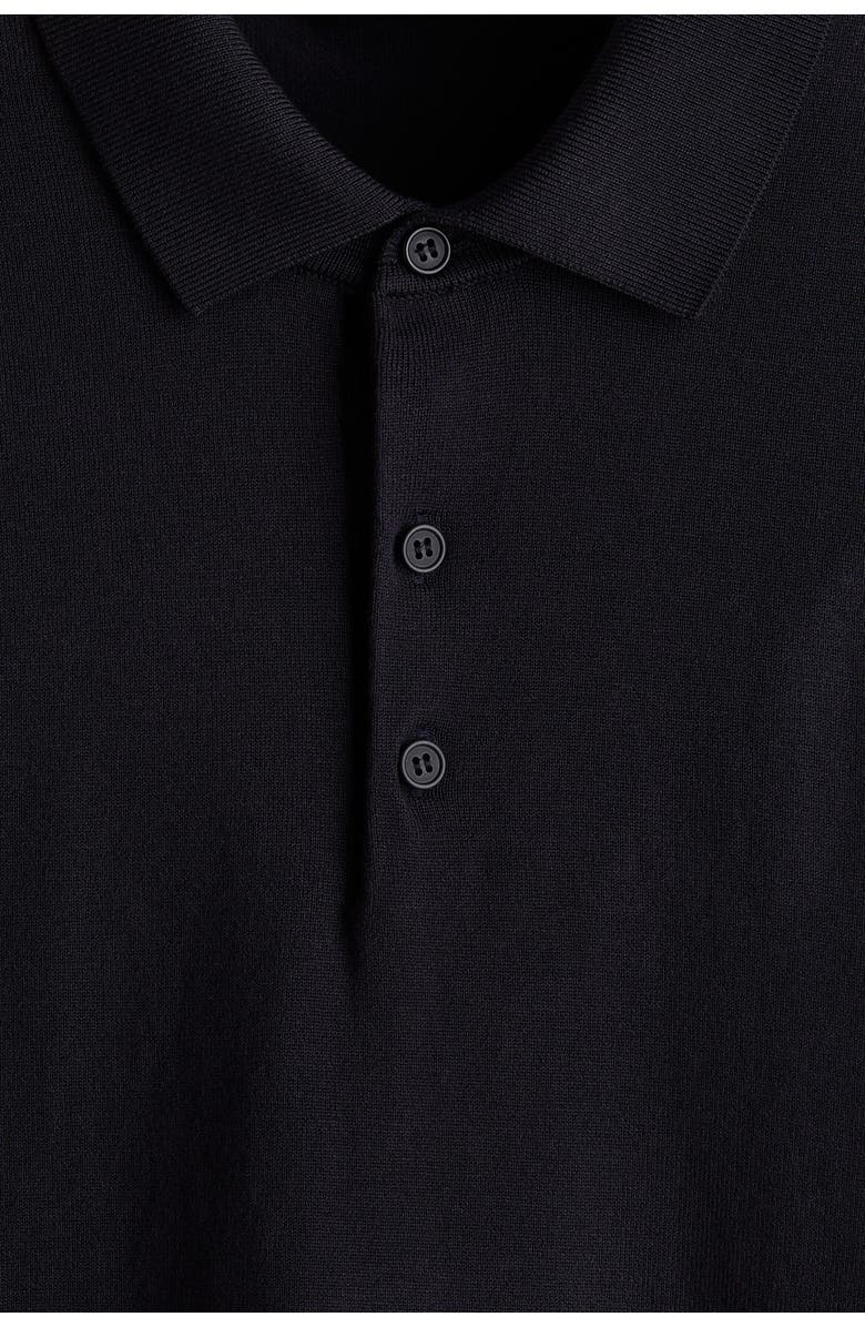 H&M Regular Fit Fine-knit Polo Shirt, Alternate, color, Navy Blue