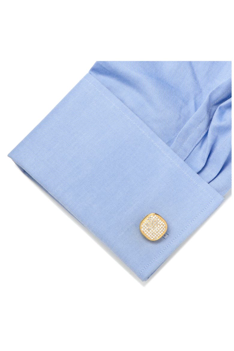 Pavé Goldtone Cuff Links, Alternate, color, GOLD/ WHITE