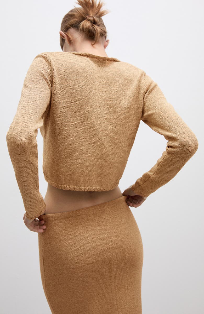 MANGO Metallic Tie Front Cardigan, Alternate, color, 