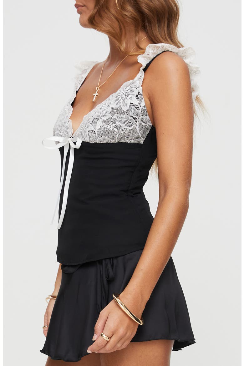 Delvonte Lace Trim Tank, Alternate, color, BLACK