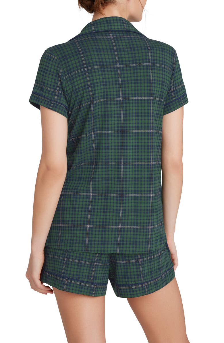 Tommy John Women's Tri-Blend Sleep Short Sleeve Top & Short Pajamas, Alternate, color, Green Pastures Flannel