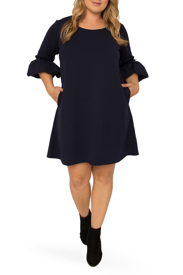 Stella Crepe Knit Dress, Main, color, NAVY