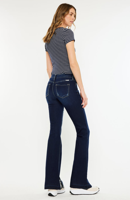 Kancan Heidi Mid Rise Flare Jeans In Blue