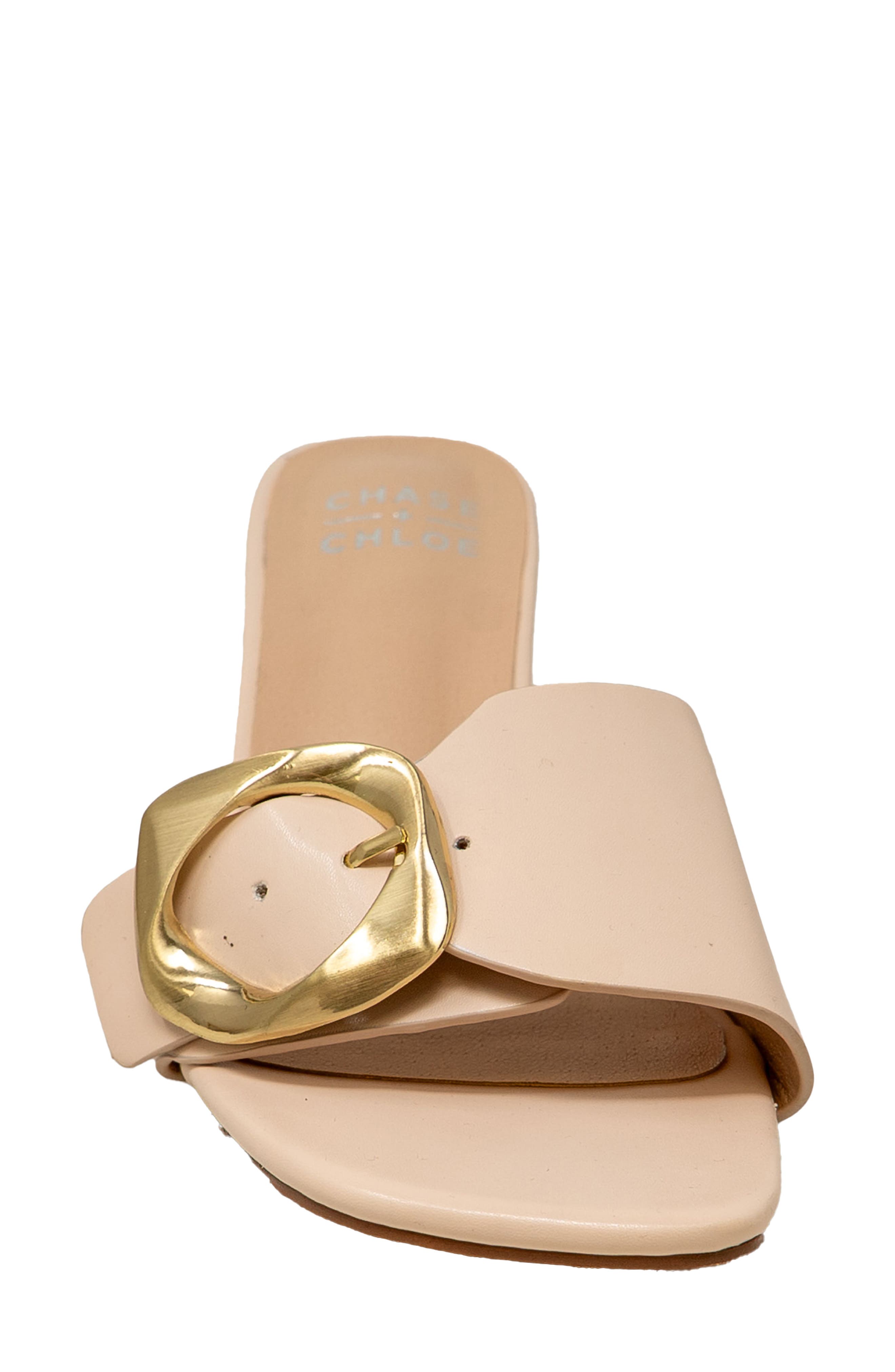Nailee Buckle Slide Sandal, Alternate, color, BEIGE PU