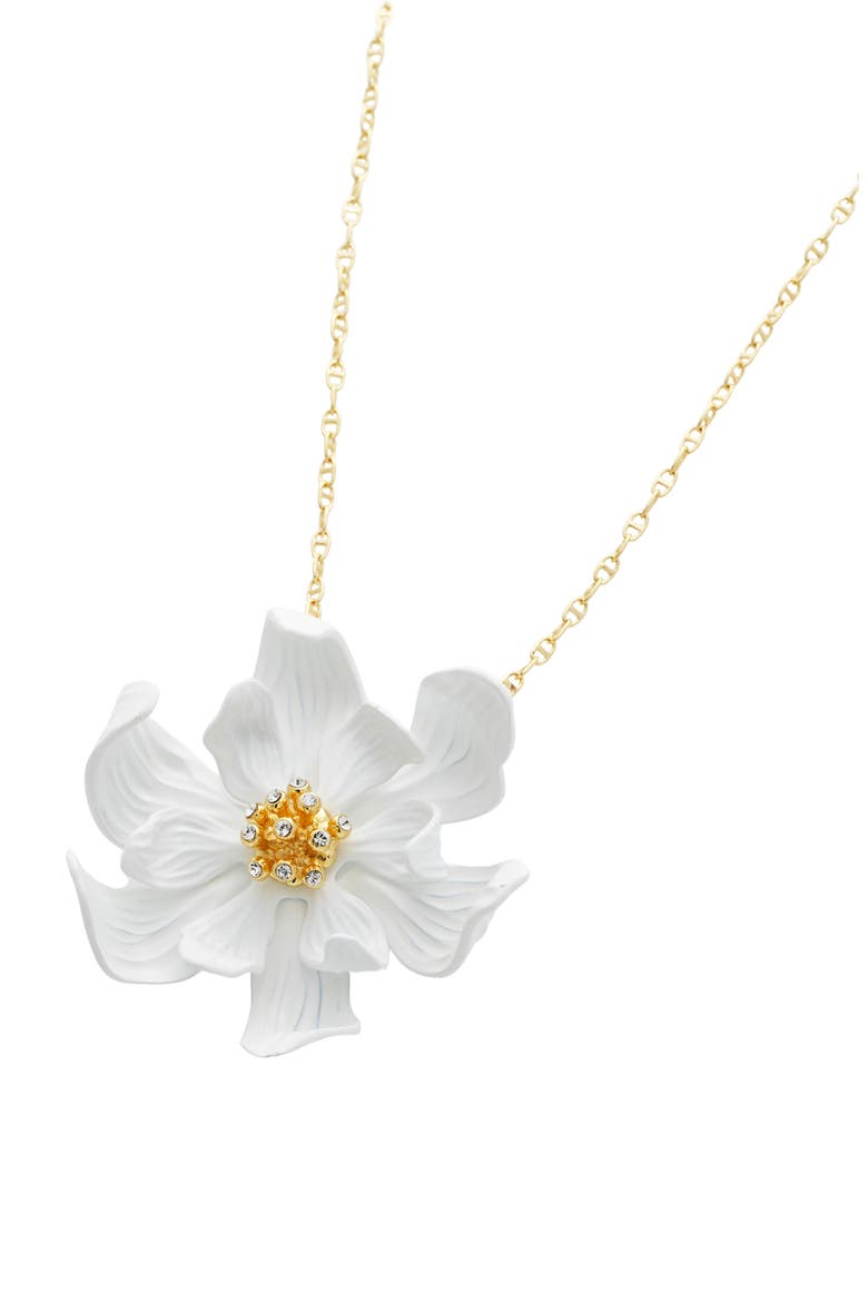 Fukany Furled Flower Enamel Pendant Necklace, Alternate, color, METALLIC GOLD