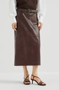 Brunello Cucinelli Polished nappa leather pencil skirt