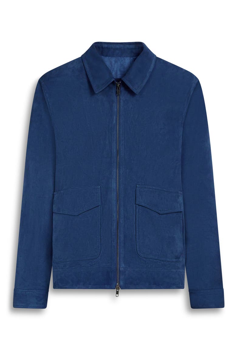 Suede Zip Bomber Jacket, Alternate, color, COBALT