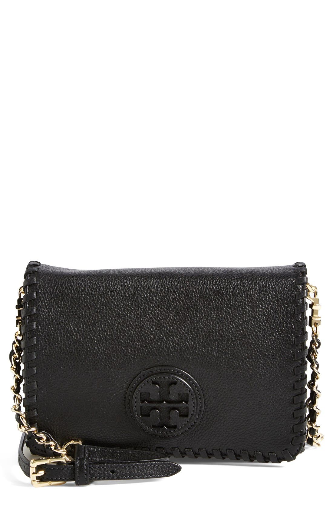 Tory Burch 'Marion' Leather Crossbody Flap Bag, Main, color, 