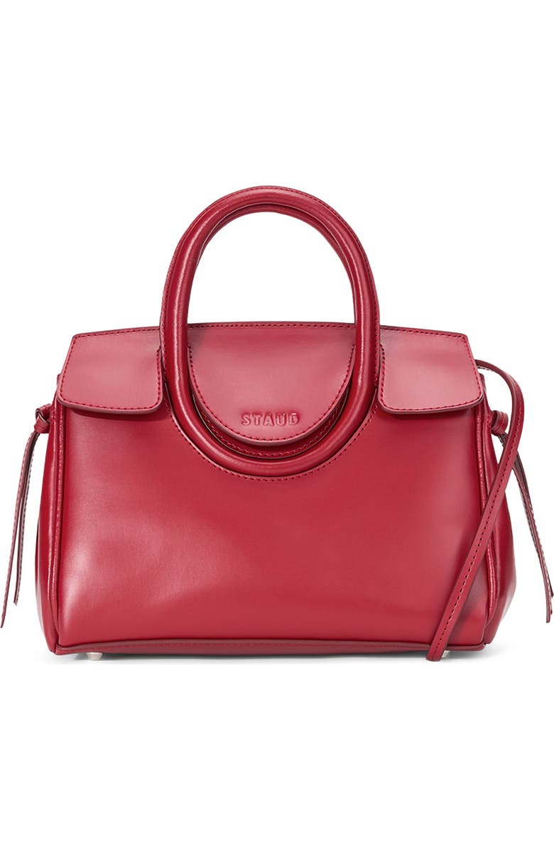 STAUD Mini Maude Leather Carryall Bag, Main, color, Rouge