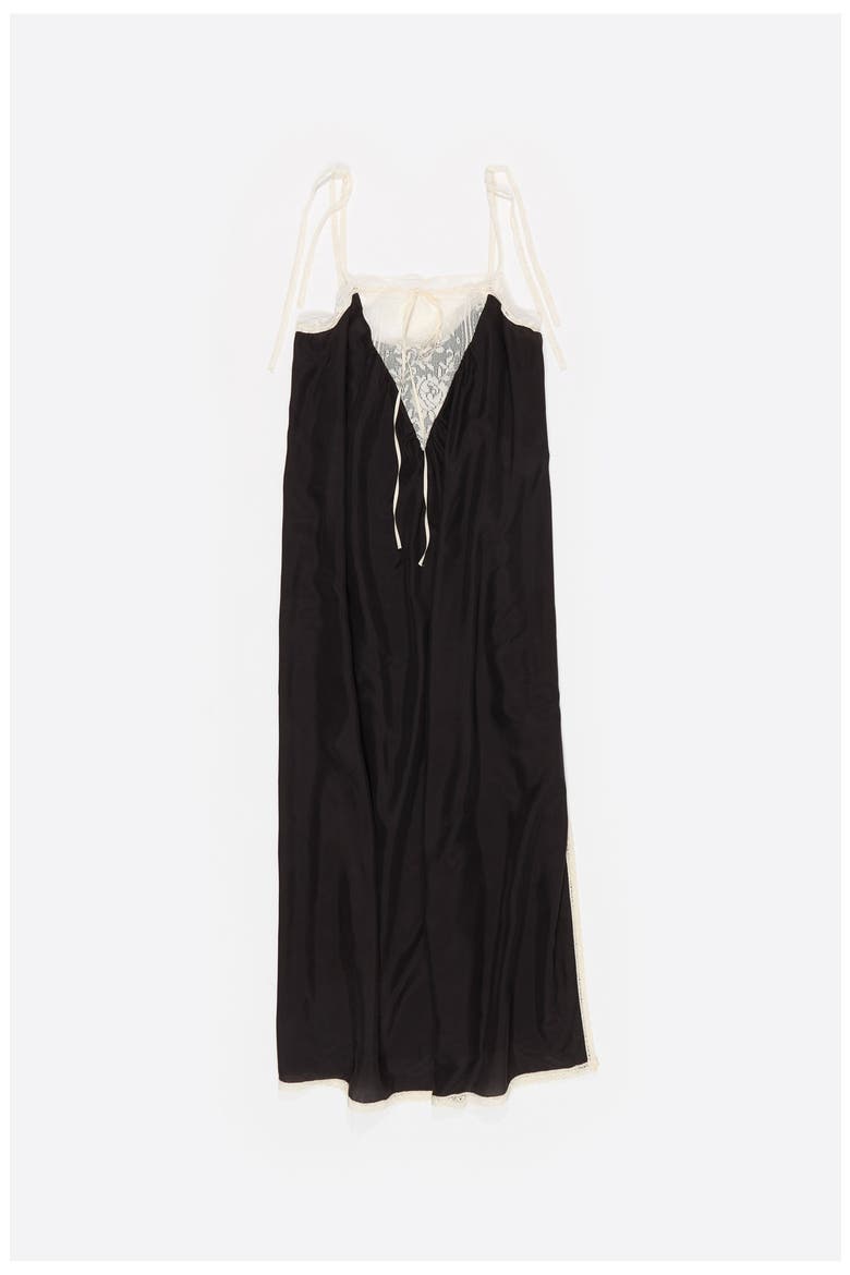 Silk Lace Strappy Dress, Alternate, color, BLACK