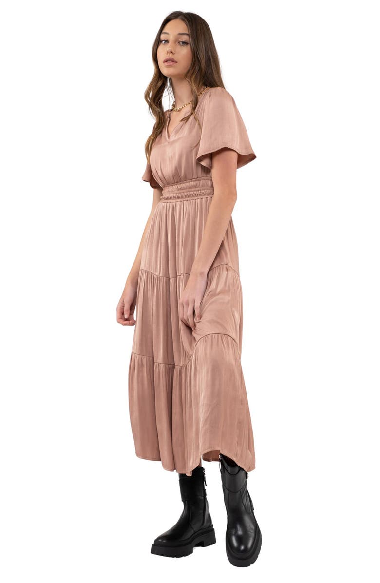 Blu Pepper Tiered Satin Maxi Dress, Alternate, color, 