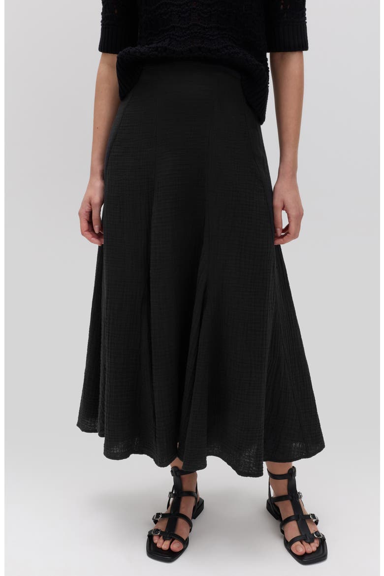 Cotton Maxi Skirt, Main, color, BLACK