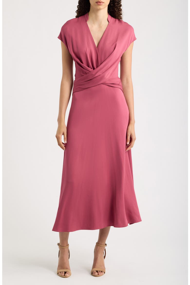 Dareza V-Neck Midi Dress, Main, color, DRY ROSE