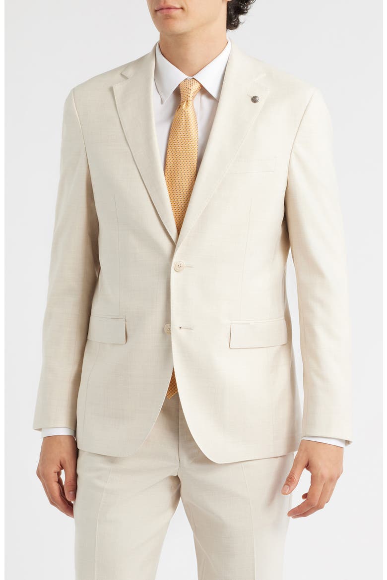 Midland Contemporary Fit Light Tan Wool & Cotton Blend Suit, Alternate, color, SAND