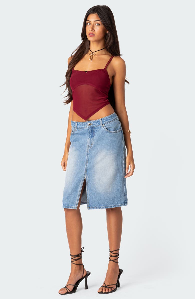 EDIKTED Cressida Mesh Camisole, Alternate, color, Burgundy