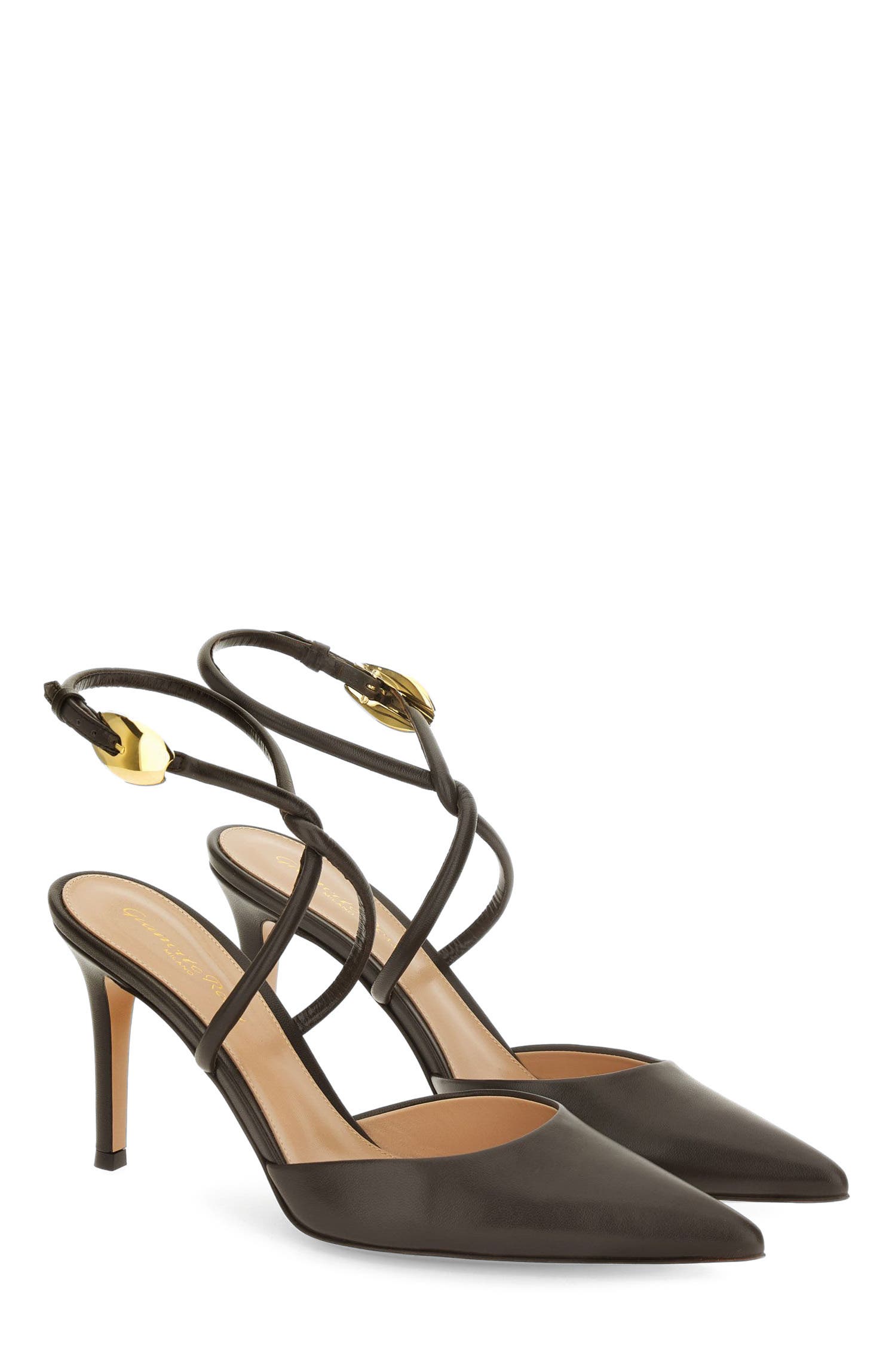 Gianvito Rossi Jungle Mamba Sling Ankle Pump, Alternate, color, Brown Lamb Leather