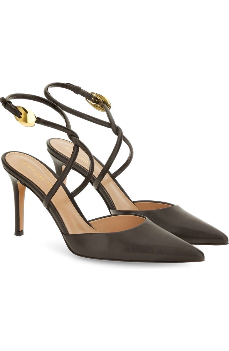 Gianvito Rossi Jungle Mamba Sling Ankle Pump, Alternate, color, Brown Lamb Leather