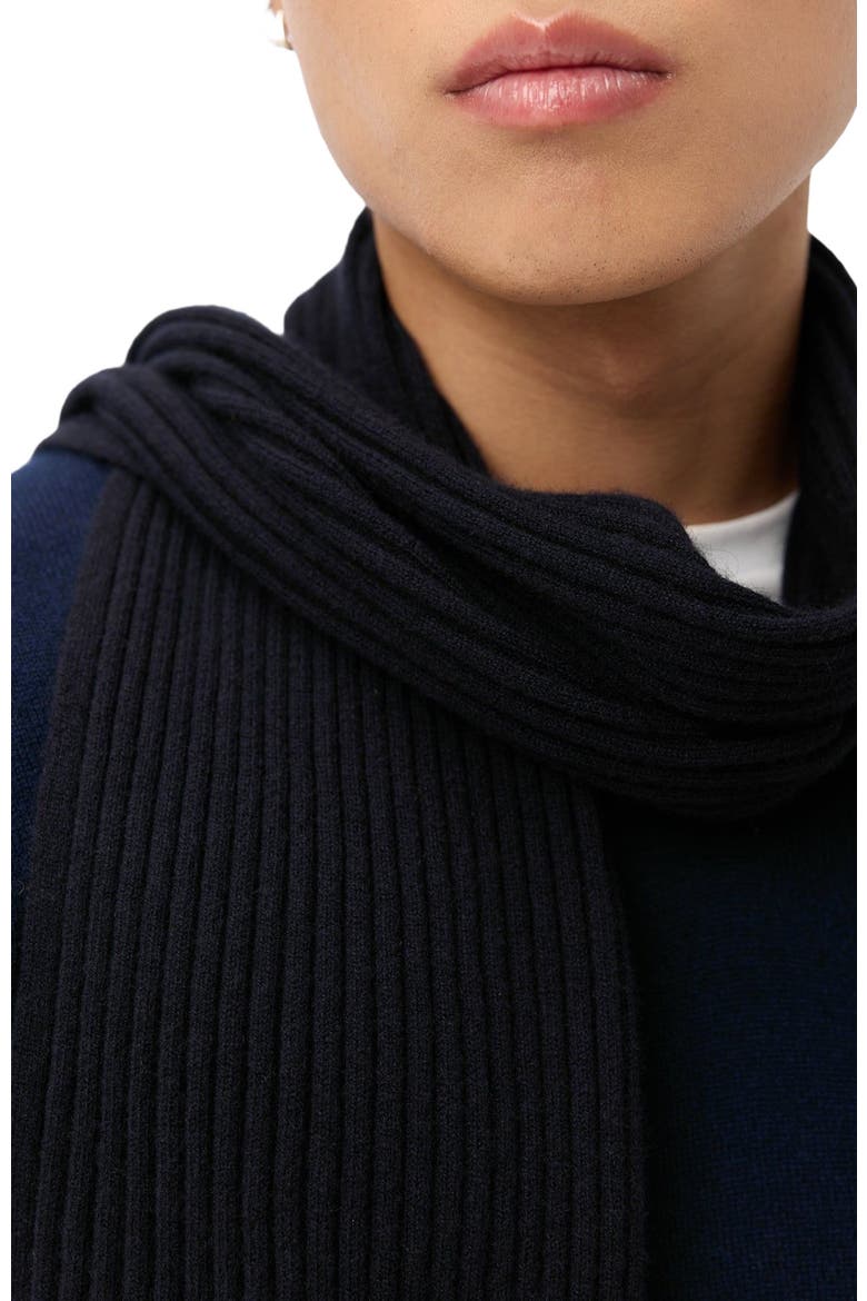 Cashmere Rib Knit Scarf, Alternate, color, peacoat