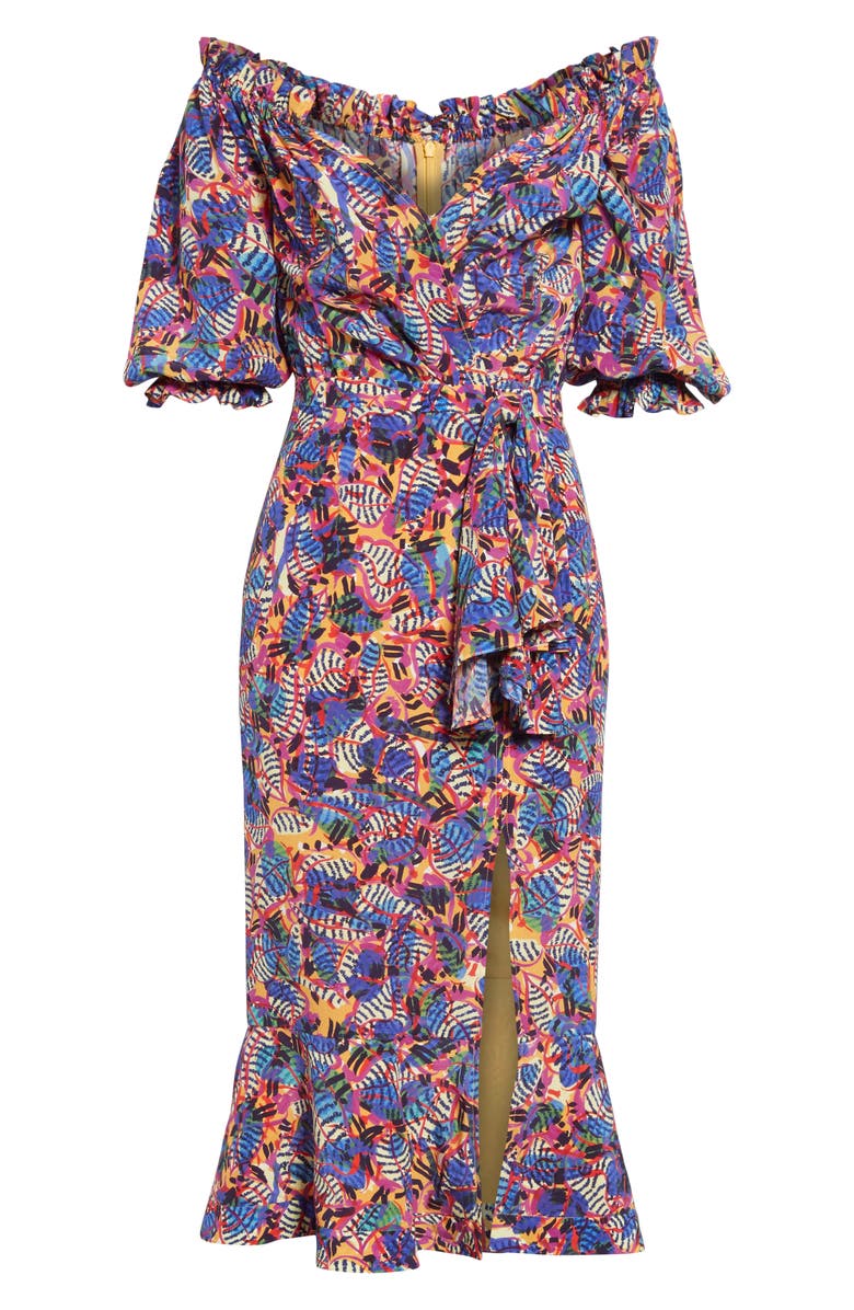 SALONI Olivia Silk Midi Dress, Alternate, color, 