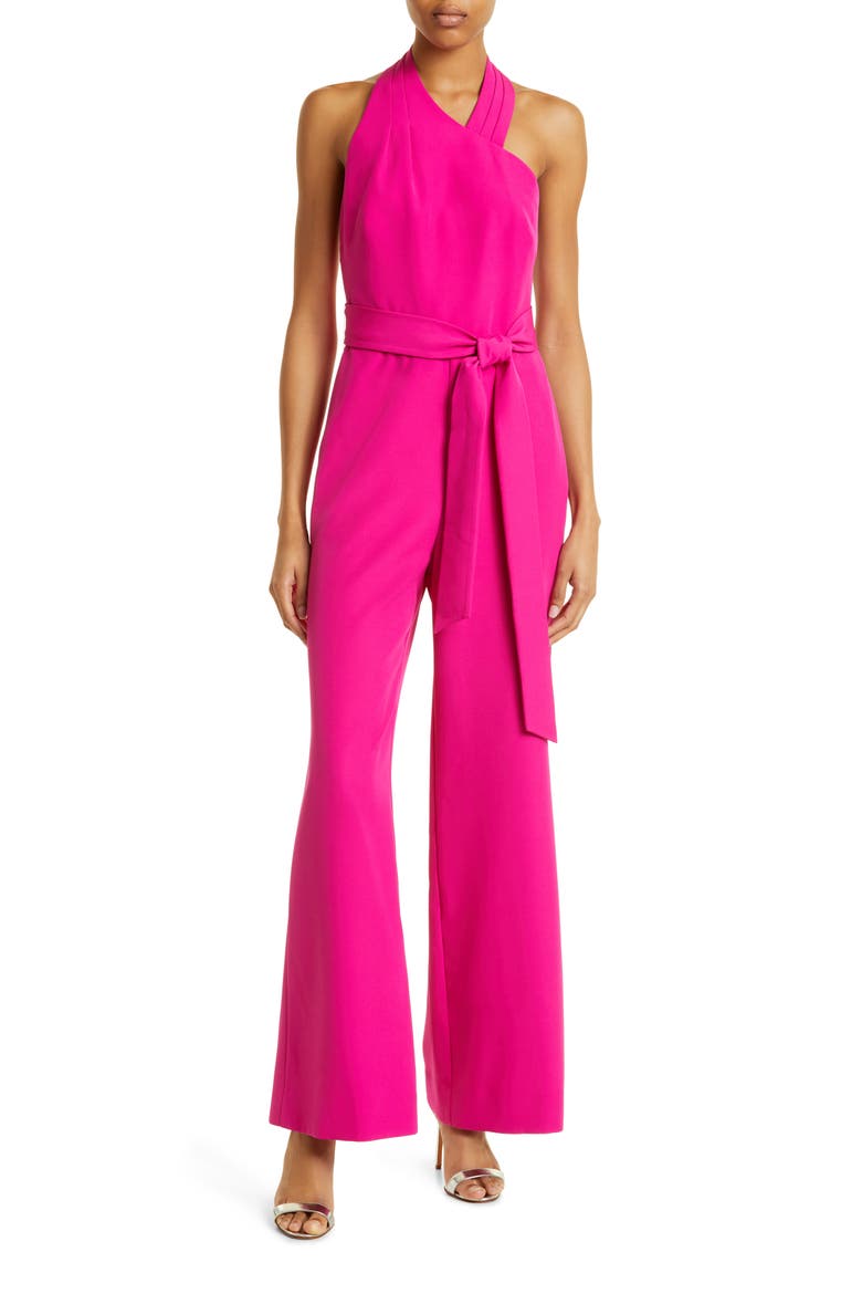 Thea Cady Asymmetric Tie Waist Jumpsuit, Main, color, FUCHSIA