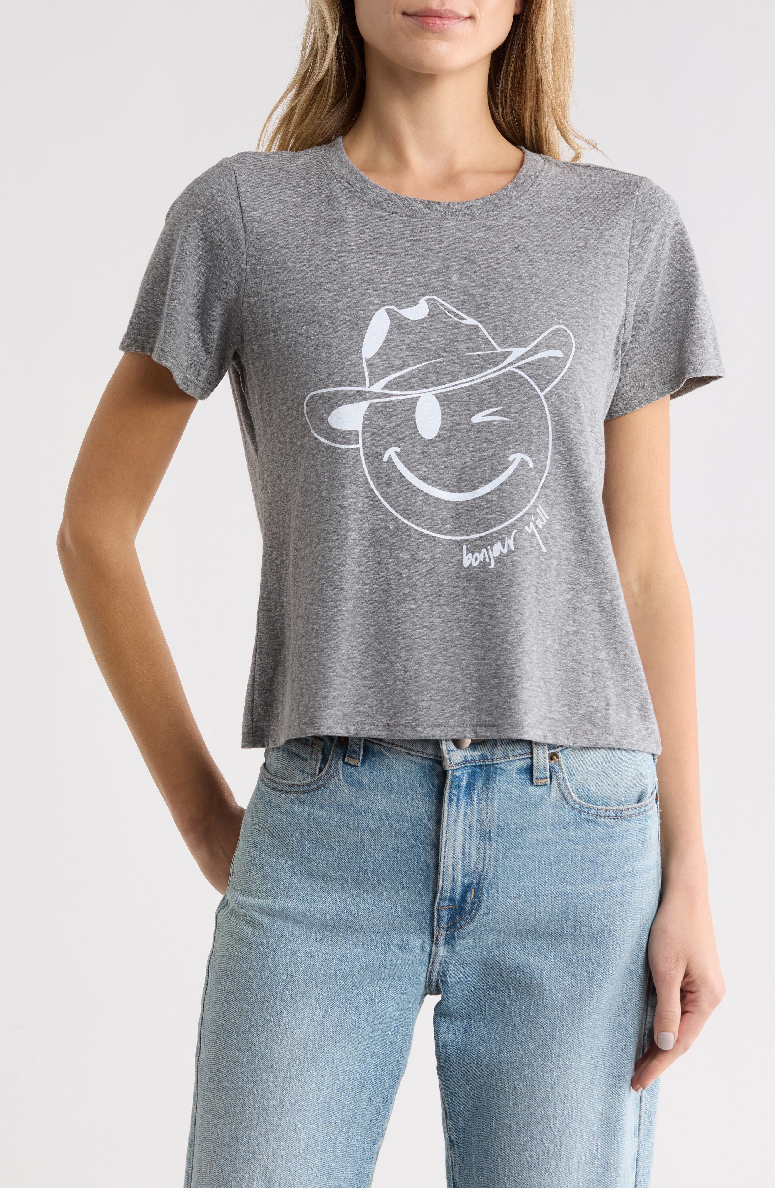 Smiley Cowboy Graphic Shrunken T-Shirt