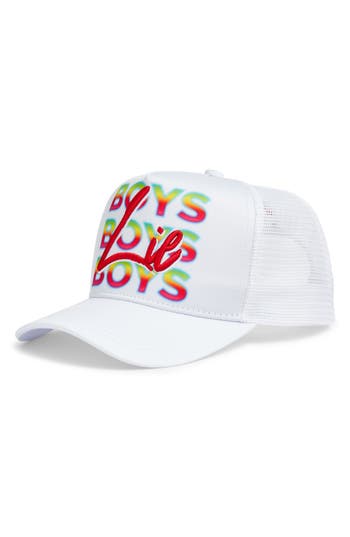 Boys Lie Boys Boys Boys Trucker Hat In White