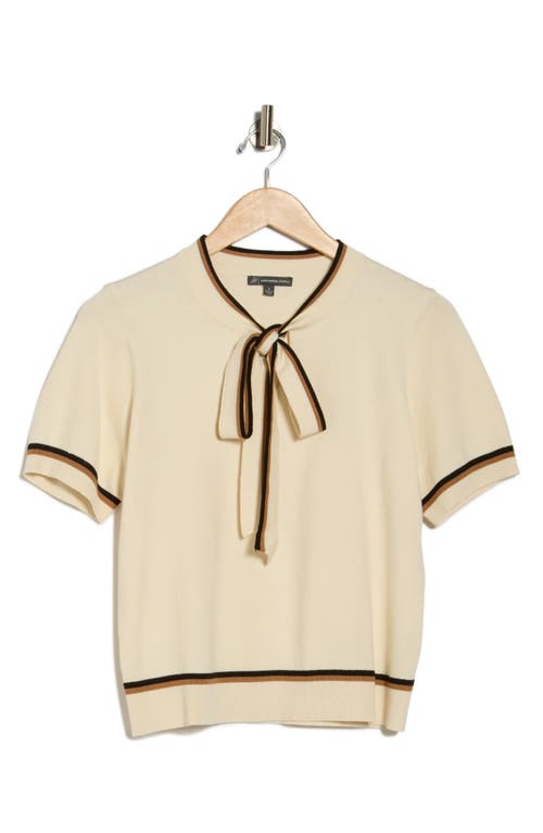 Adrianna Papell Double Tie Sweater In White