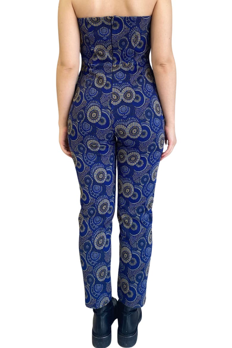 Conakry Jacquard Strapless Jumpsuit, Alternate, color, BLUE