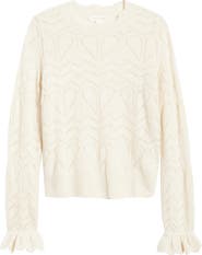 Treasure & Bond Pointelle Scallop Neck Sweater