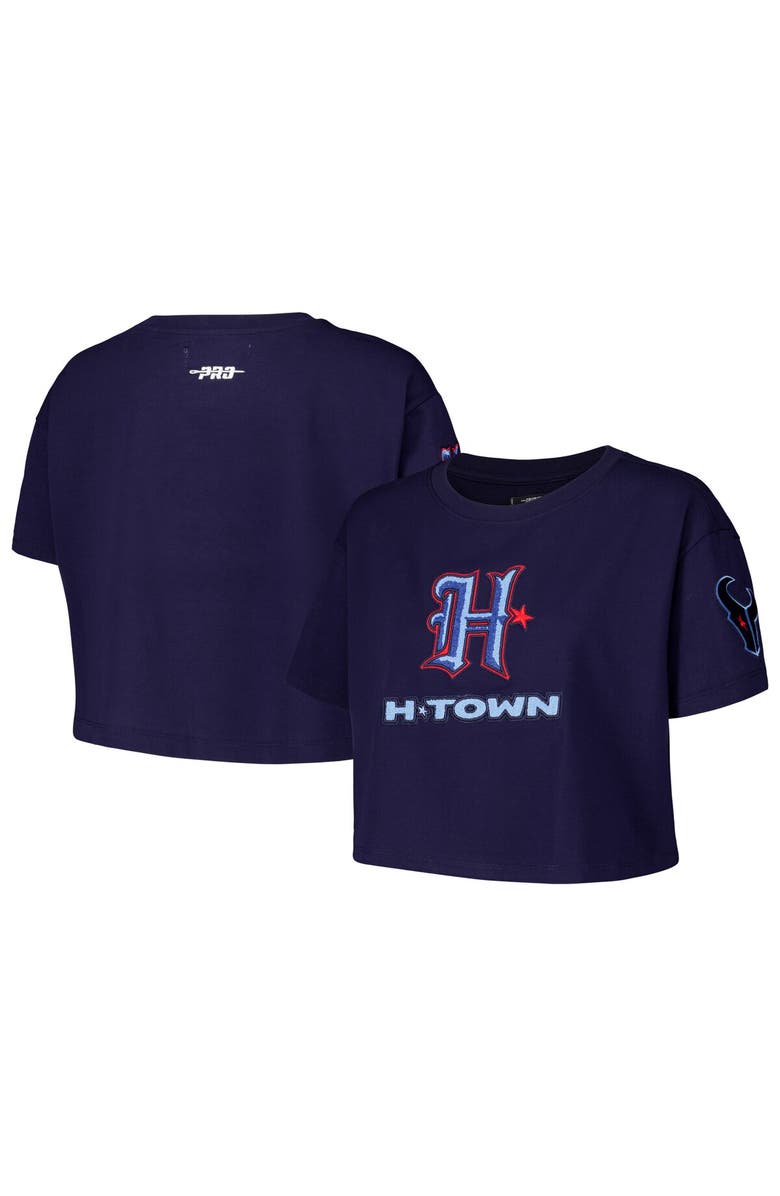 PRO STANDARD Women's Pro Standard Navy Houston Texans H-Town Cropped Boxy T-Shirt, Main, color, 