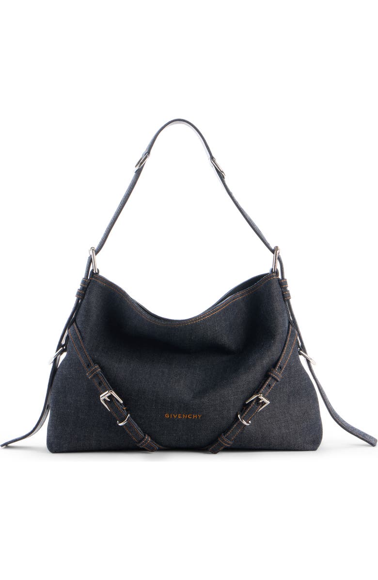Givenchy Large Voyou Denim Shoulder Bag, Main, color, 415-Indigo Blue