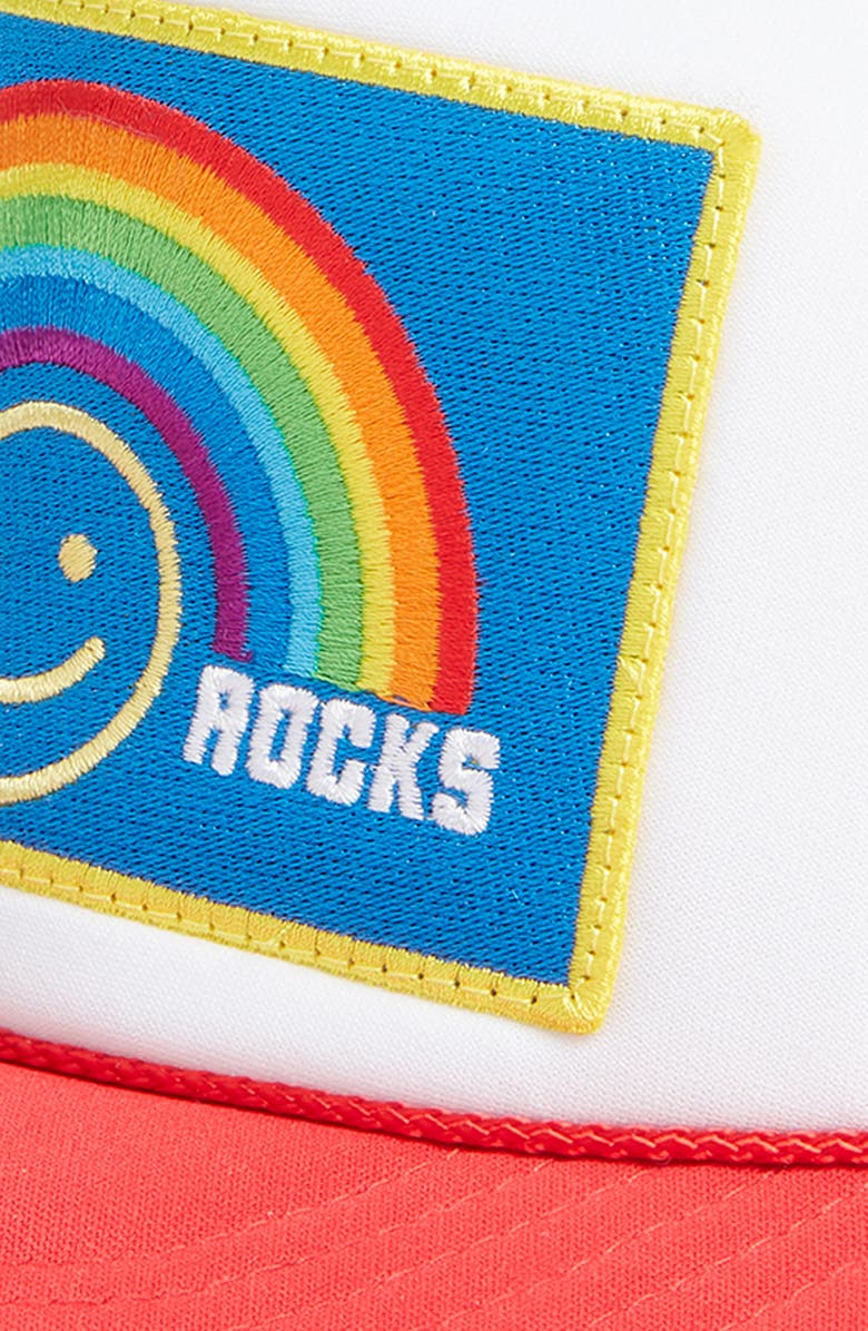 Friday Feelin’ Kick Rocks Trucker Hat, Alternate, color, Red