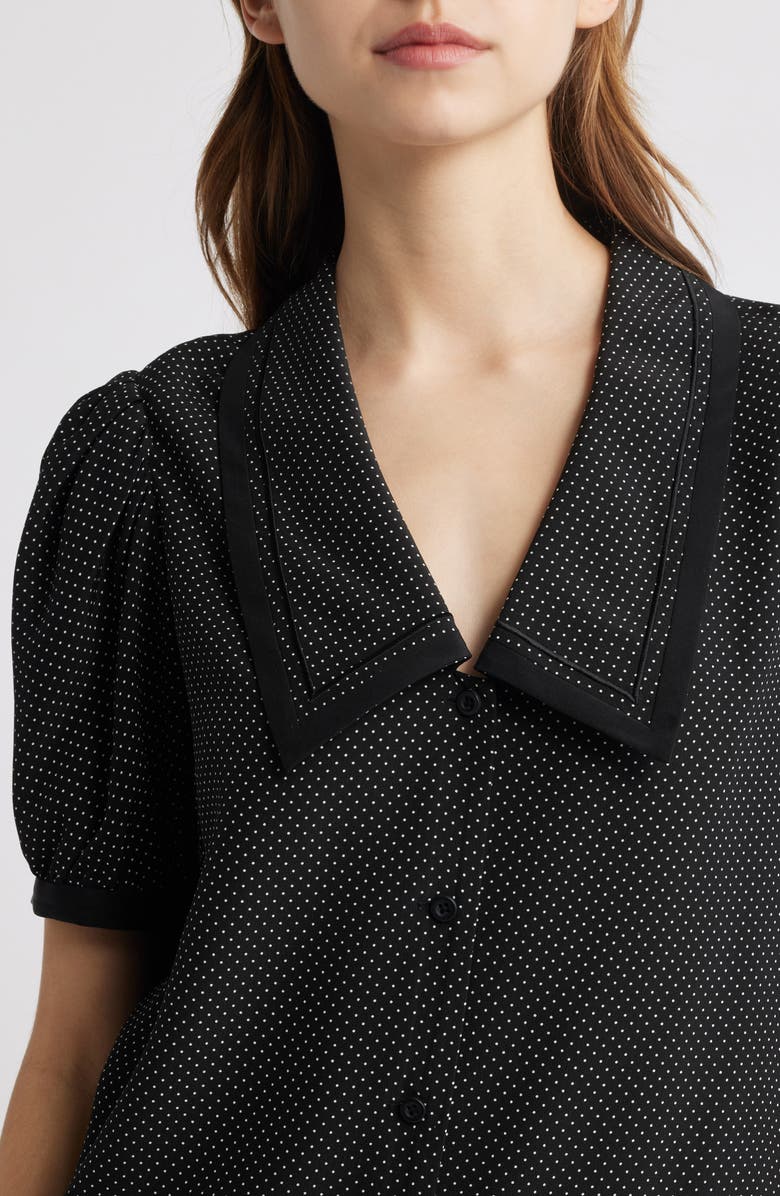 FRAME Polka Dot Sailor Silk Minidress, Alternate, color, Black Multi