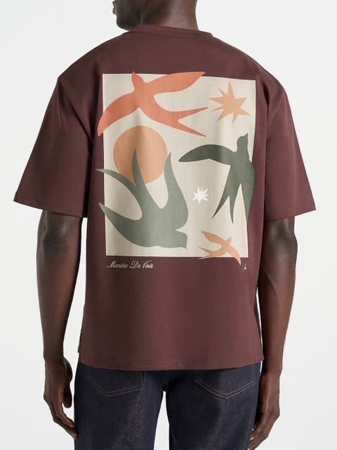 Thibault Bird Detail Cotton T-Shirt