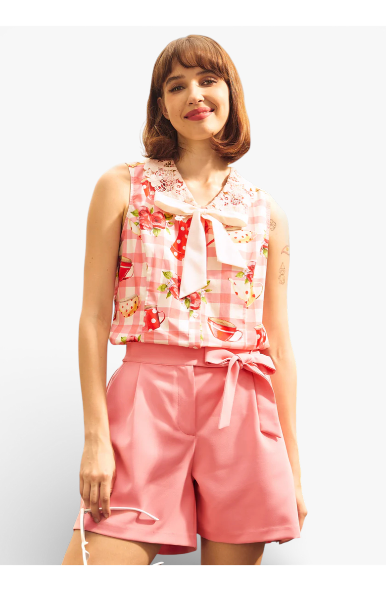 ModCloth Tea Time Cutie Top, Main, color, Strawberry Teacake
